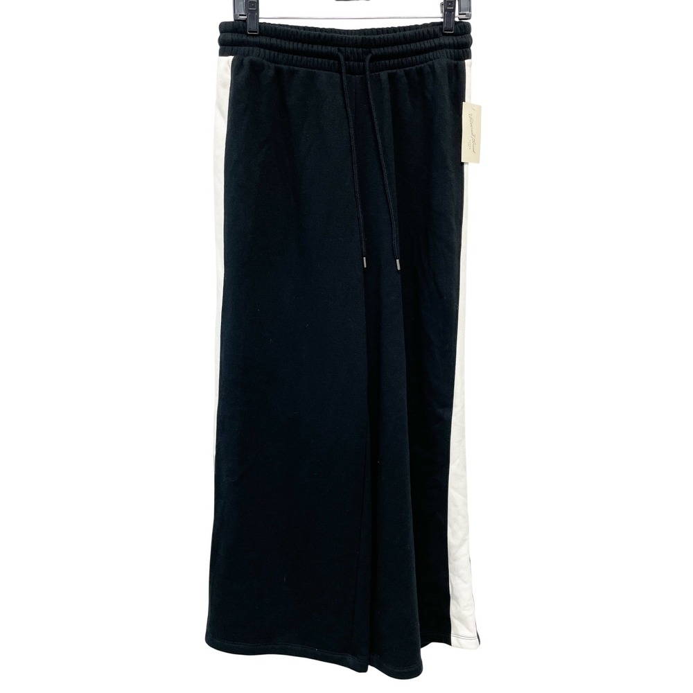 Universal Thread Women's Black White Side Stripe Wide Leg Sweatpants Size Small